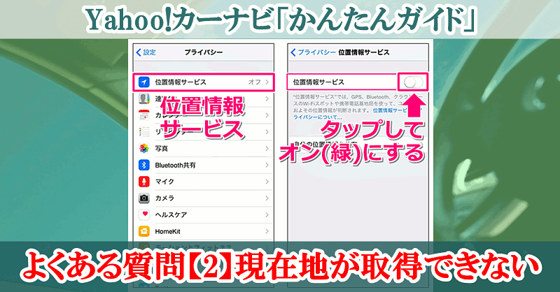 Yahoo カーナビ かんたんガイド よくある質問 2 現在地が取得できない Iphone版 Yahoo 地図ブログ